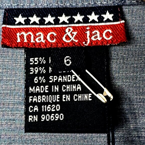 Mac & Jac Womens Blouse Shiny Long Sleeve Shirt Polyester Blend Blue Size 6 NWT - Picture 5 of 9